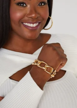 Online Ashley Stewart Tone Chain Link Cuff Gold