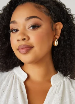 New Ashley Stewart Tone Teardrop Earrings Gold