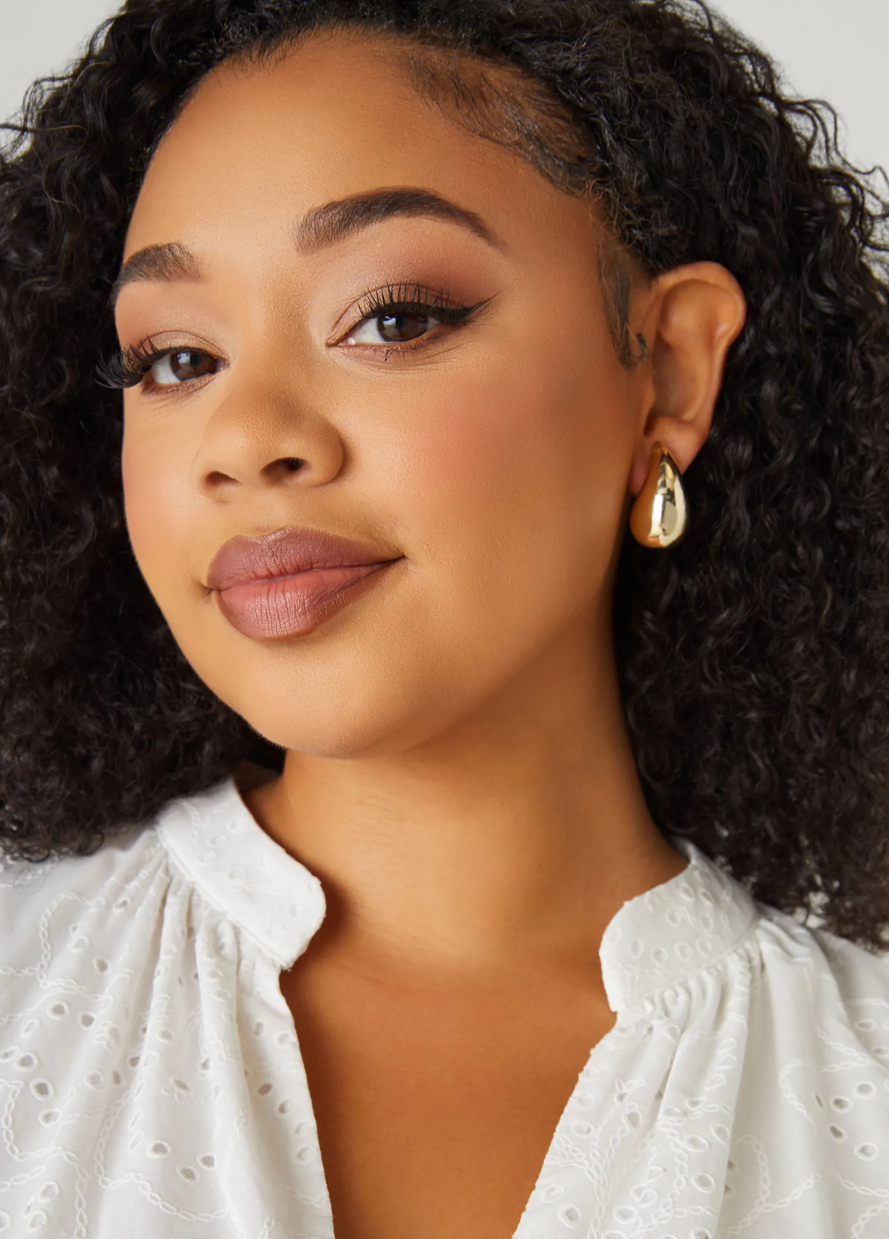 New Ashley Stewart Tone Teardrop Earrings Gold