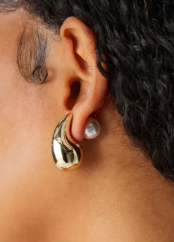 New Ashley Stewart Tone Teardrop Earrings Gold