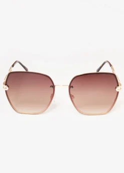 New Ashley Stewart Gradient Oversized Sunglasses Brown