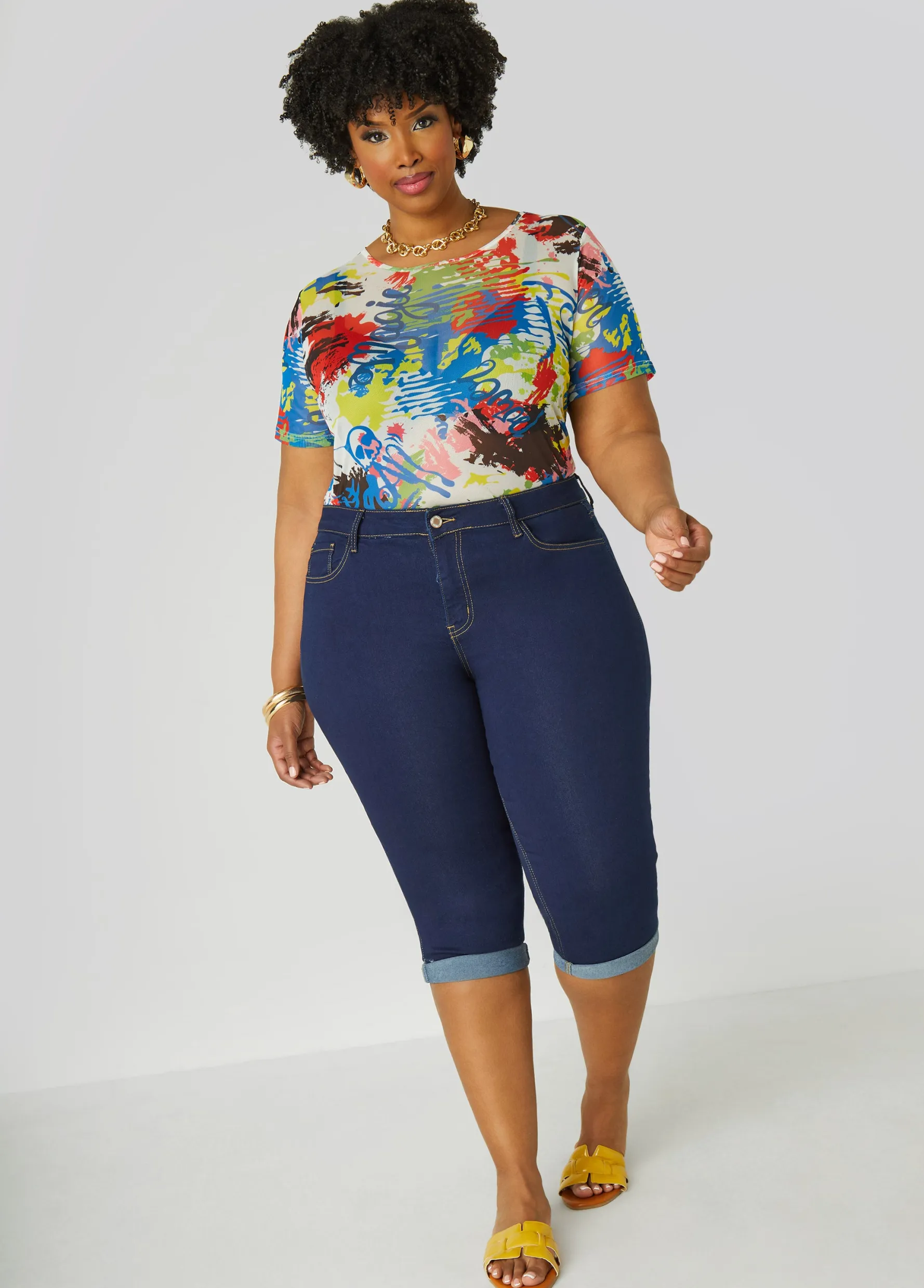 Best Ashley Stewart Graffiti Mesh Tee Multi