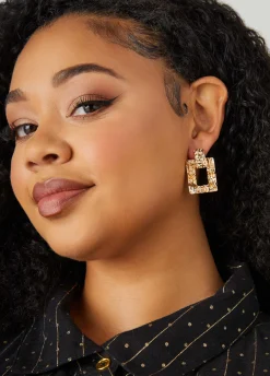 Hot Ashley Stewart Hammered Tone Earrings Gold