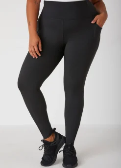 Sale Ashley Stewart High Rise Knit Athletic Leggings Black