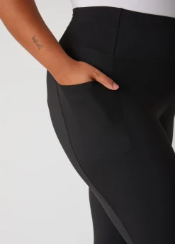 Sale Ashley Stewart High Rise Knit Athletic Leggings Black