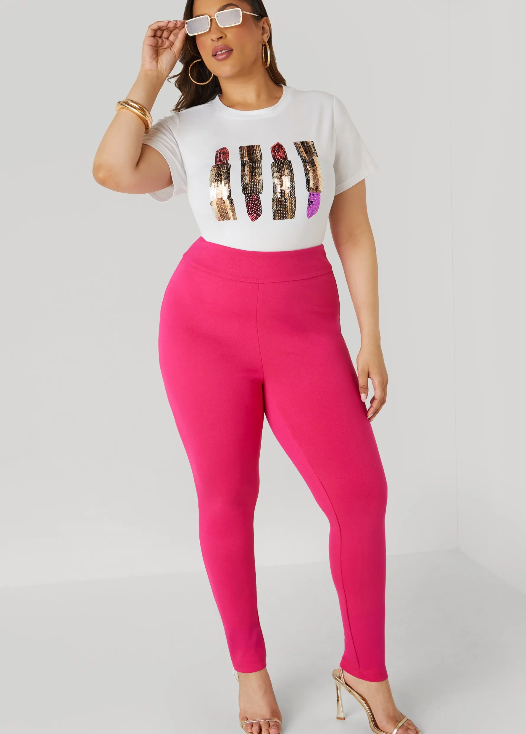 Clearance Ashley Stewart High Waist Ponte Pull On Leggings