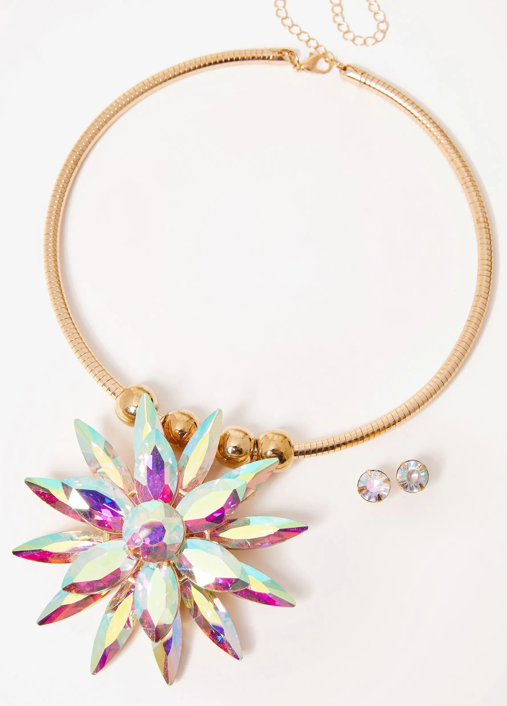 Outlet Ashley Stewart Iridescent Crystal Collar Set Gold