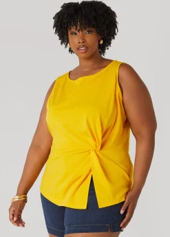 Best Ashley Stewart Knotted Split Front Top