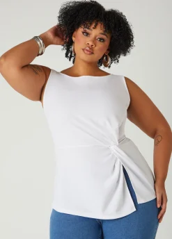 Best Ashley Stewart Knotted Split Front Top
