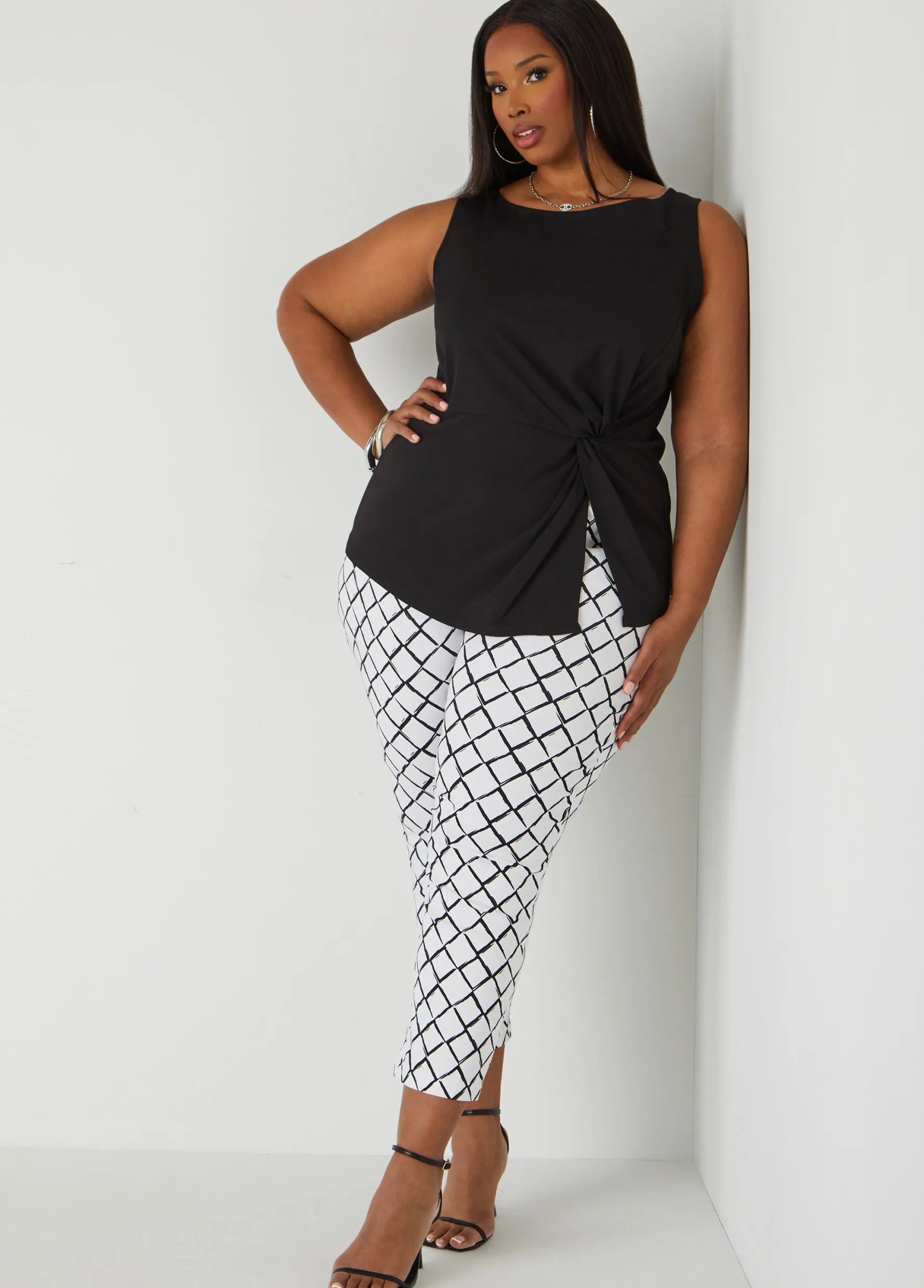 Best Ashley Stewart Knotted Split Front Top