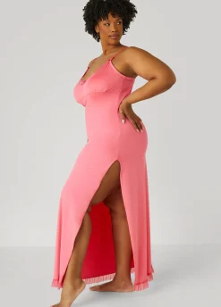 Clearance Ashley Stewart Lace And Mesh Trimmed Nightgown Pink