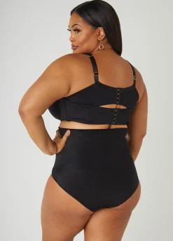 Fashion Ashley Stewart Lace Trim Full Coverage Butterfly Bra Black
