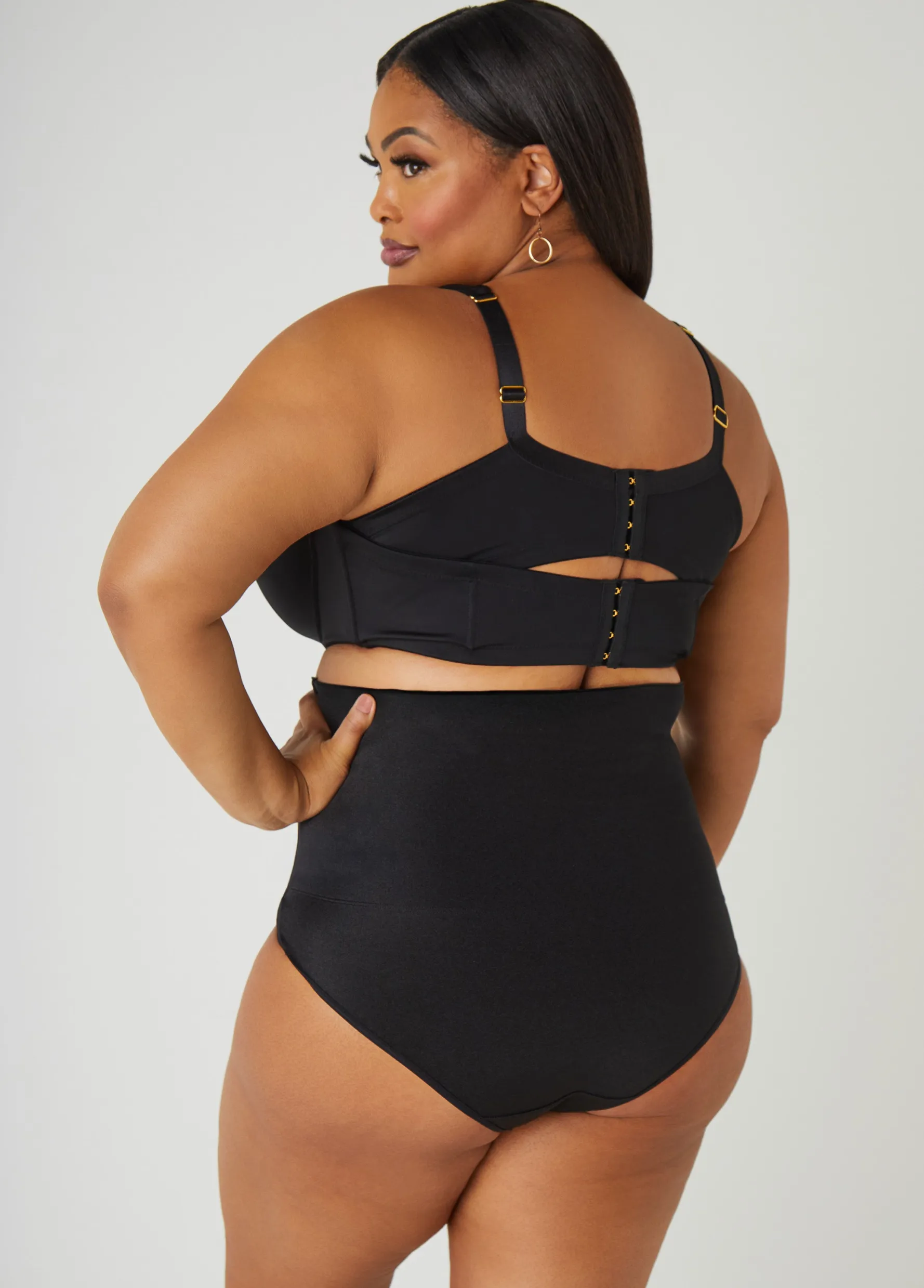 Fashion Ashley Stewart Lace Trim Full Coverage Butterfly Bra Black