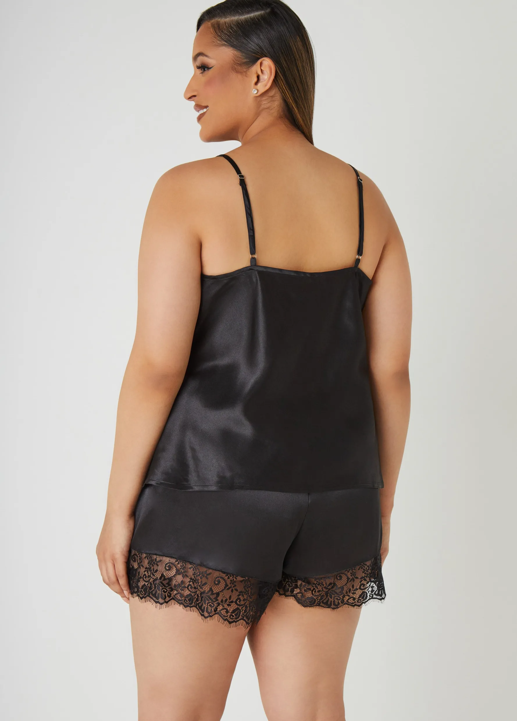 Best Ashley Stewart Lace Trimmed Cami & Shorts Set