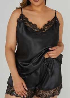 Best Ashley Stewart Lace Trimmed Cami & Shorts Set