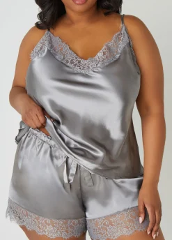 Best Ashley Stewart Lace Trimmed Cami & Shorts Set