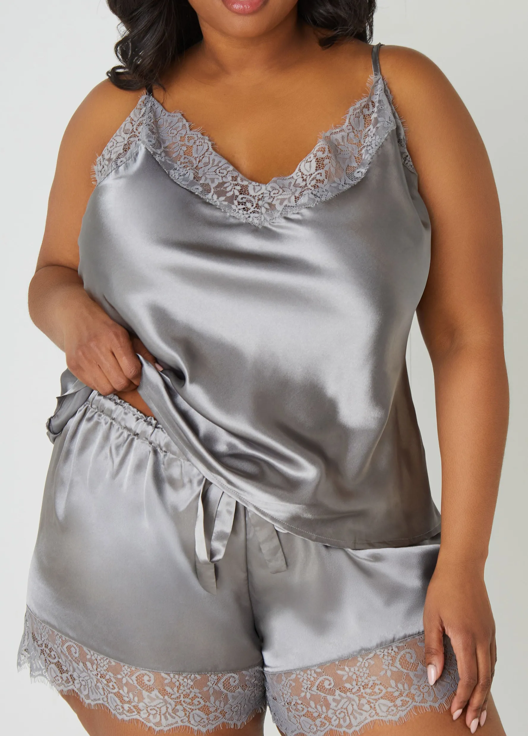 Best Ashley Stewart Lace Trimmed Cami & Shorts Set