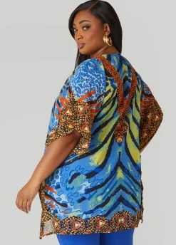 Outlet Ashley Stewart Lace Up Printed Tunic Multi