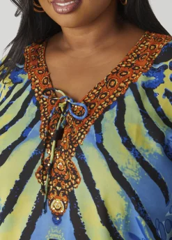 Outlet Ashley Stewart Lace Up Printed Tunic Multi