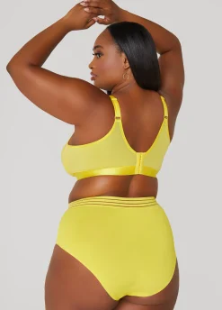 Outlet Ashley Stewart Lattice Trimmed Lace Wireless Bra Maize