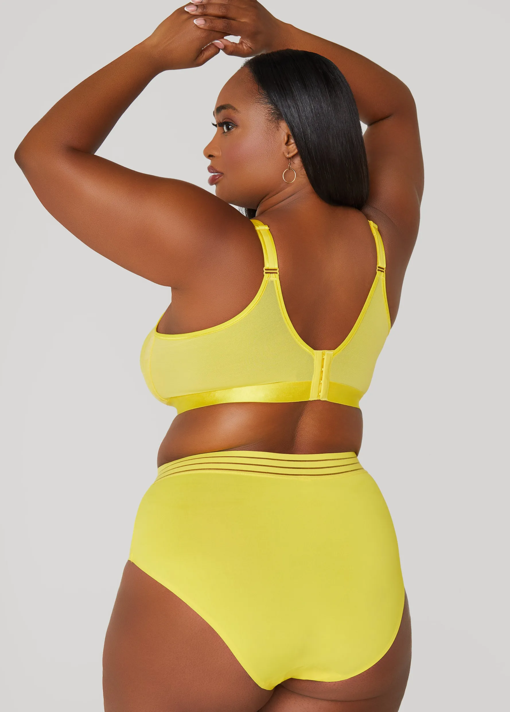 Outlet Ashley Stewart Lattice Trimmed Lace Wireless Bra Maize