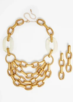 Sale Ashley Stewart Layered Chain Link Necklace Set Gold