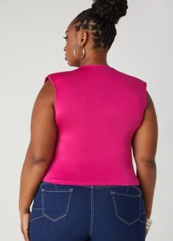 Hot Ashley Stewart Layered Faux Wrap Top Magenta