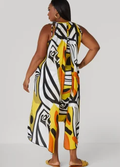 Outlet Ashley Stewart Layered Geo Print Dress Black Combo
