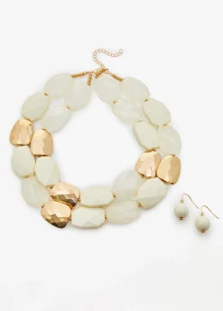 Outlet Ashley Stewart Layered Hammered Necklace Set White