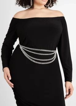 Best Ashley Stewart Layered Tone Chain Belt Silver