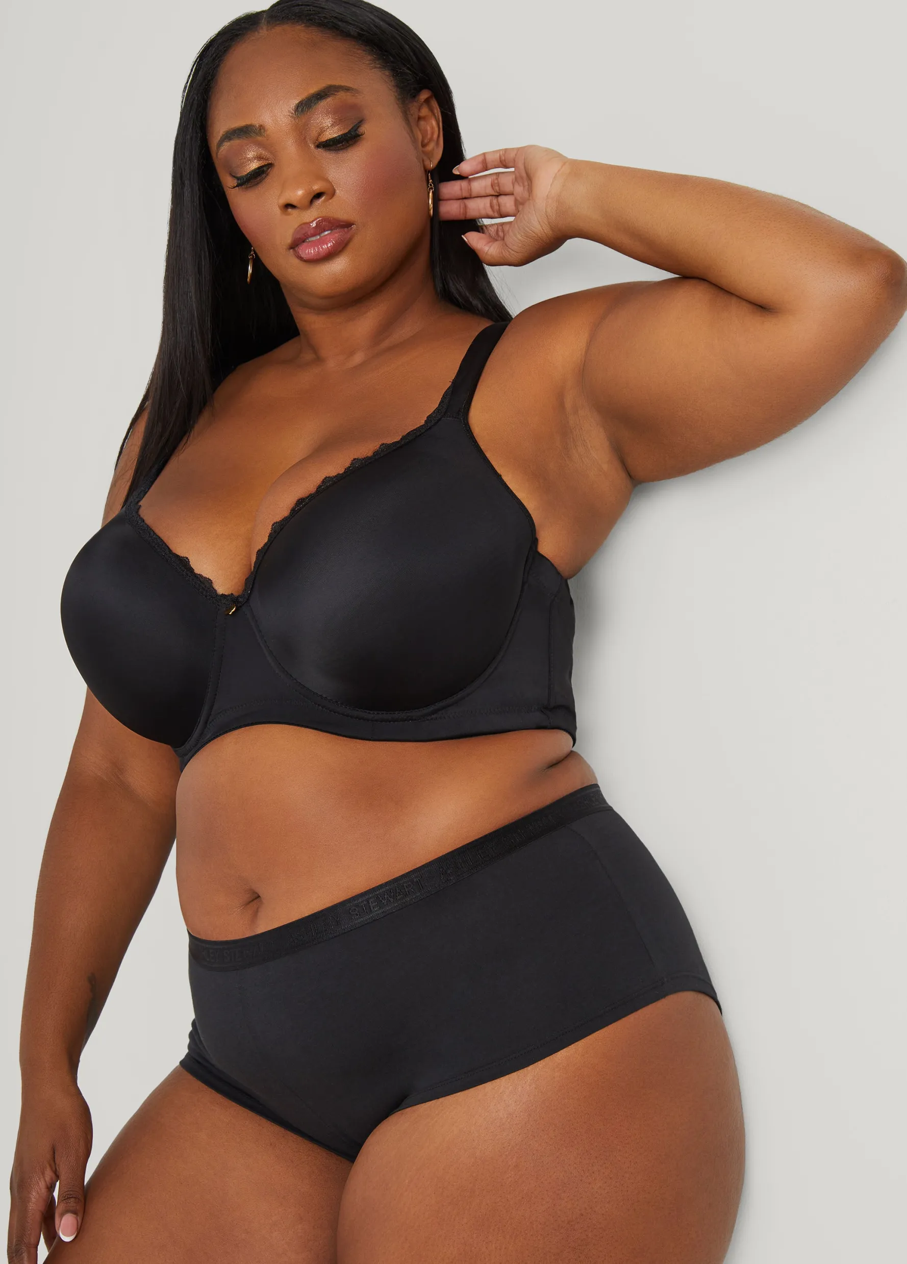 New Ashley Stewart Logo Cotton Blend Boyshorts