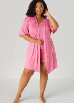 Best Ashley Stewart Love To Sleep 3 Pc Lace Paneled Set Pink