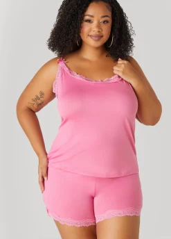 Best Ashley Stewart Love To Sleep 3 Pc Lace Paneled Set Pink