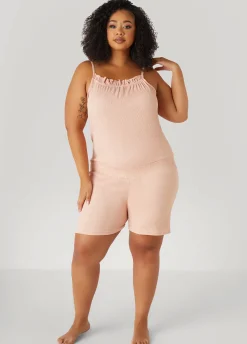 Fashion Ashley Stewart Love To Sleep Ruffled Romper Pink