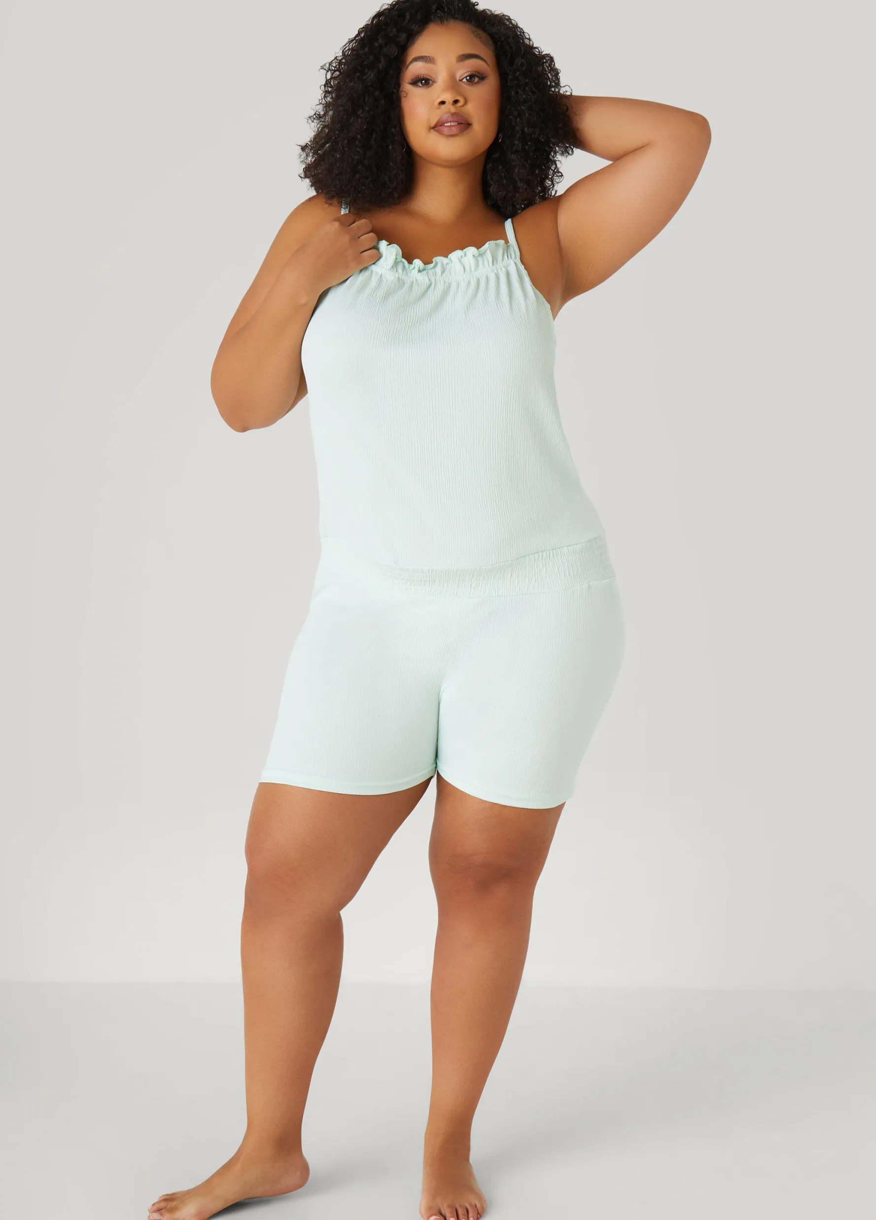 Hot Ashley Stewart Love To Sleep Textured Romper Aquamarine