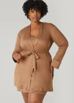 Clearance Ashley Stewart Love To Sleep Two Pc Chemise Set Light Pastel Brown