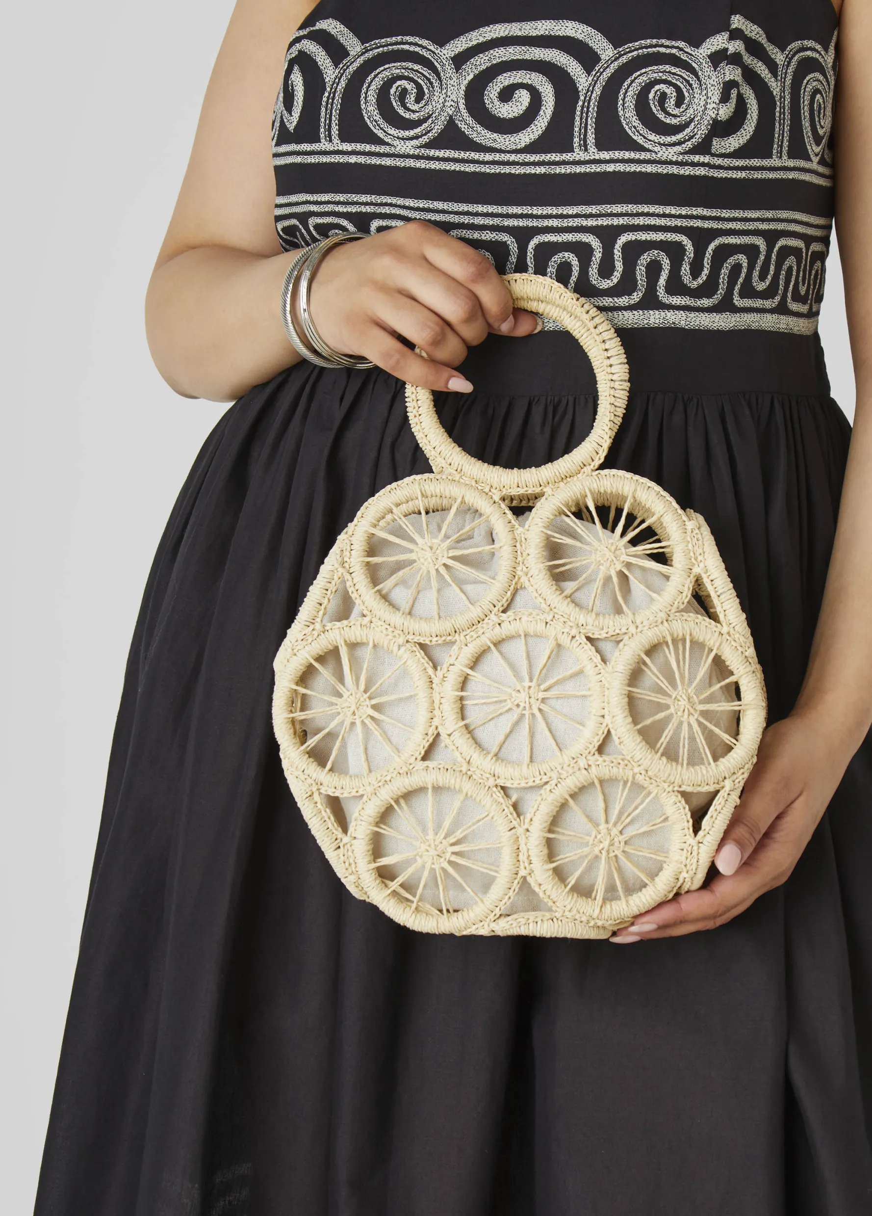 Sale Ashley Stewart Macrame Bucket Bag Natural