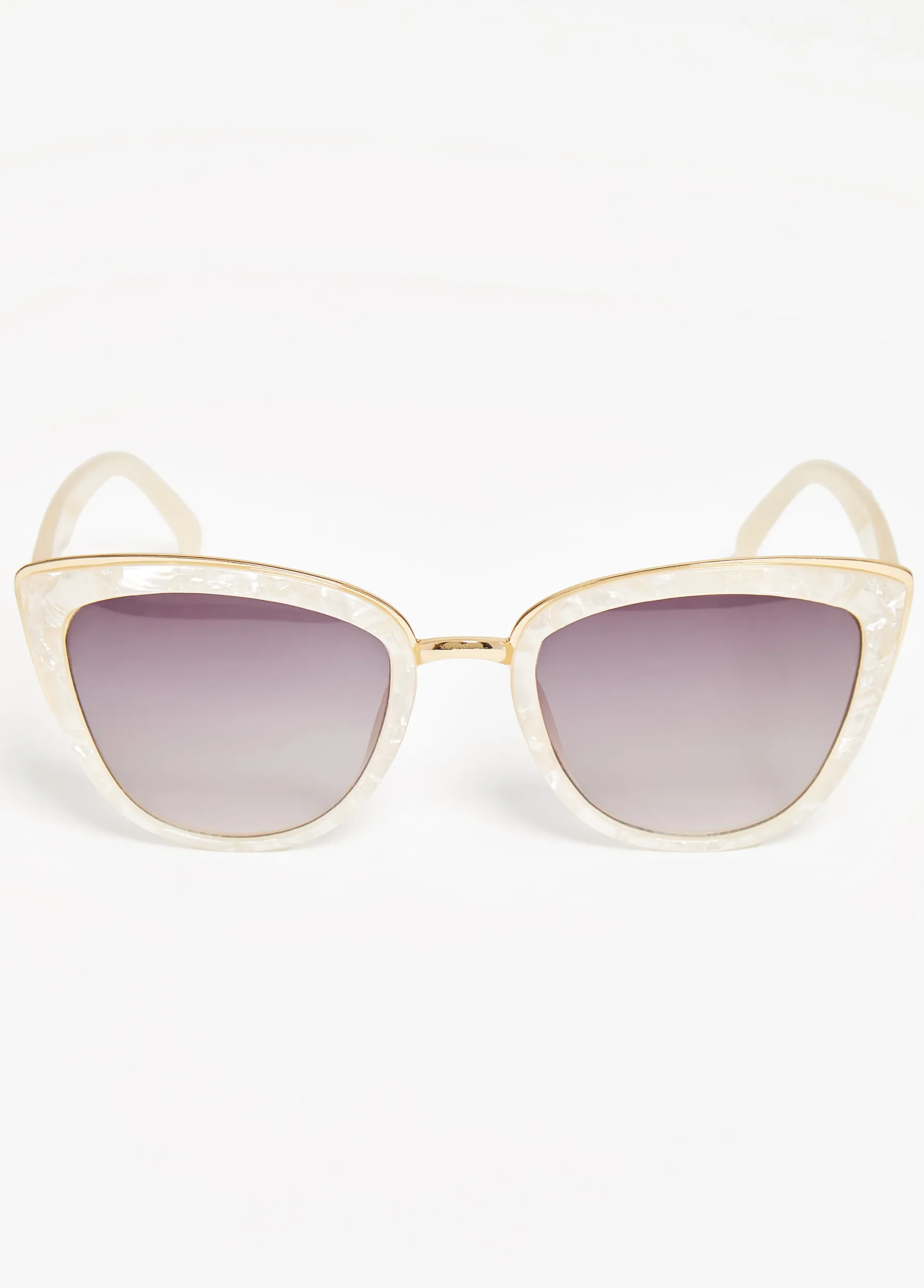 Fashion Ashley Stewart Marbled Cat Eye Sunglasses White