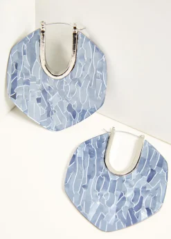 Discount Ashley Stewart Marbled Hoop Earrings Black