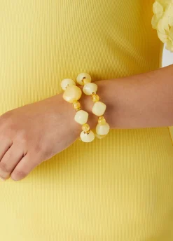 Fashion Ashley Stewart Marbled Stone Bracelet Set Lemon Drop