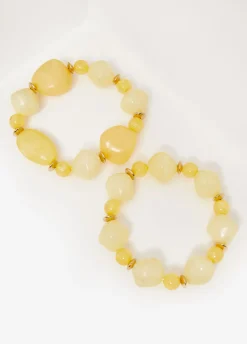 Fashion Ashley Stewart Marbled Stone Bracelet Set Lemon Drop