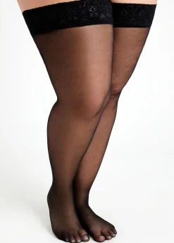 Best Ashley Stewart MeMoi Silky Sheer Lace Thigh High