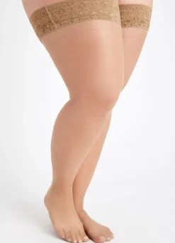 Best Ashley Stewart MeMoi Silky Sheer Lace Thigh High