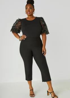 Hot Ashley Stewart Mesh Paneled Butterfly Tee Black
