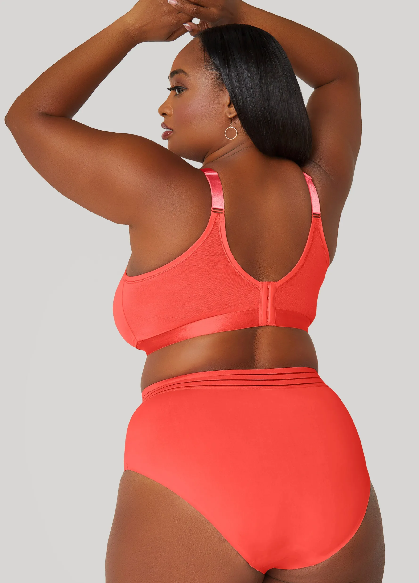Outlet Ashley Stewart Mesh Paneled Wireless Bra LIVING CORAL