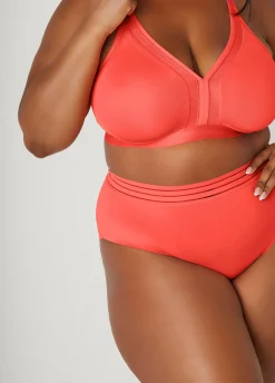 Outlet Ashley Stewart Mesh Paneled Wireless Bra LIVING CORAL