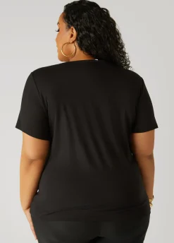 Outlet Ashley Stewart Metallic Graphic Tee Black