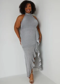 New Ashley Stewart Metallic Halter Gown