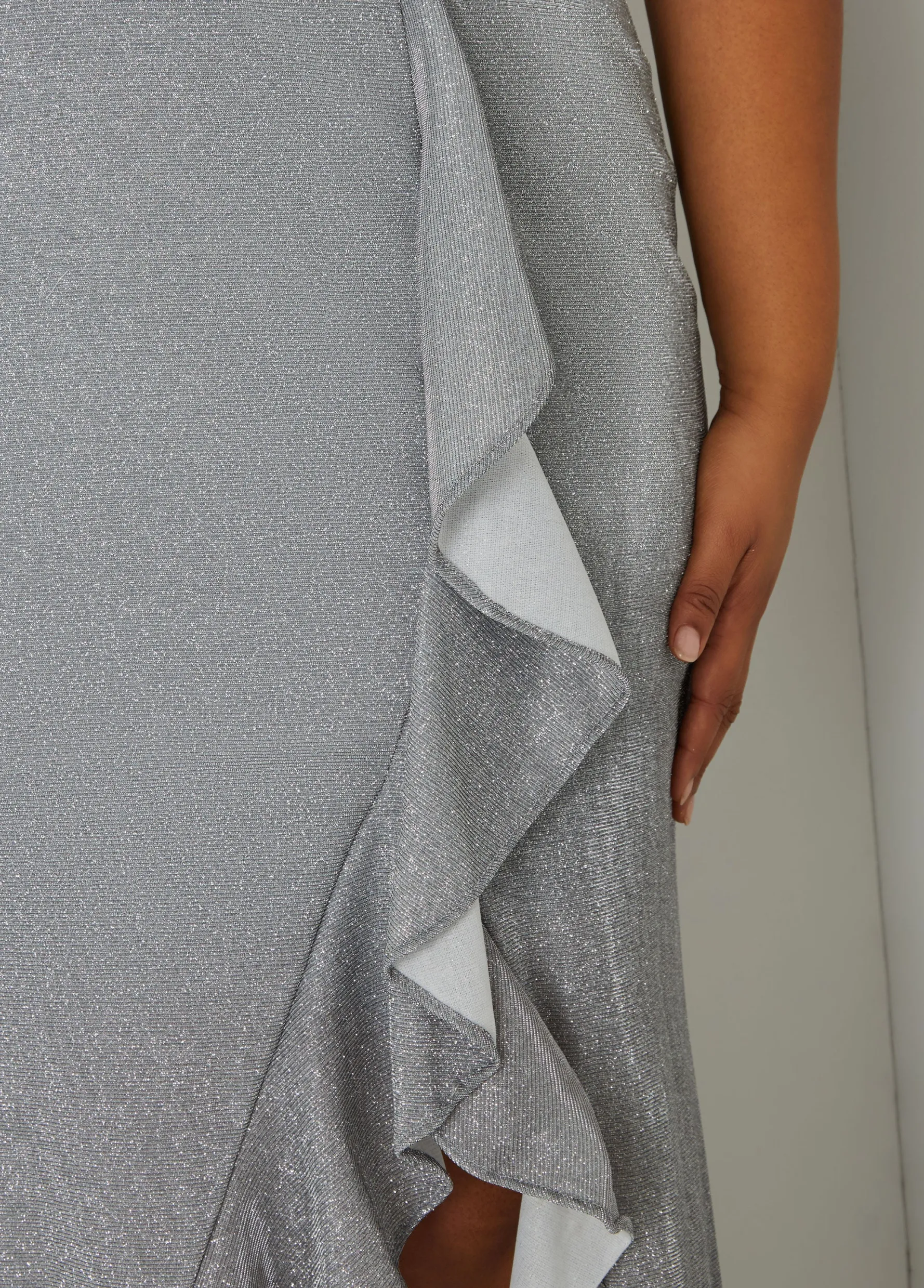 New Ashley Stewart Metallic Halter Gown