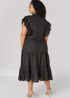 Best Ashley Stewart Metallic Print Midaxi Dress Black